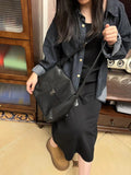 Womens Black Leather Satchel Bag Black Crossbody Satchel Bag Purse 