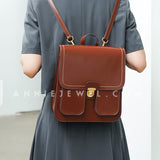 Ladies Satchel Backpack small brown leather backpack