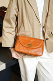 Genuine Leather Crossbody Satchel Ladies Satchel Brown Leather Satchel 