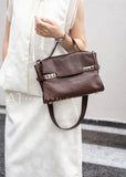 brown Satchel Handbag Genuine Leather Satchel Bag Crossbody Satchel Bag Womens 