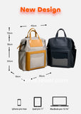 Large Nylon Laptop Backpack With Leather Trim Clear Display Window Front Pocket Bag - Annie Jewel