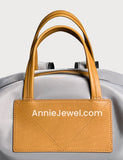 Large Nylon Laptop Backpack With Leather Trim Clear Display Window Front Pocket Bag - Annie Jewel