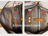 details of Large Nylon Laptop Backpack With Leather Trim Clear Display Window Front Pocket Bag - Annie Jewel