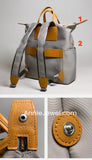 Large Nylon Laptop Backpack With Leather Trim Clear Display Window Front Pocket Bag - Annie Jewel