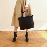 black Leather Computer Totes Leather Tote Bag With Shoulder Strap Beige Leather Tote Bag Womens 