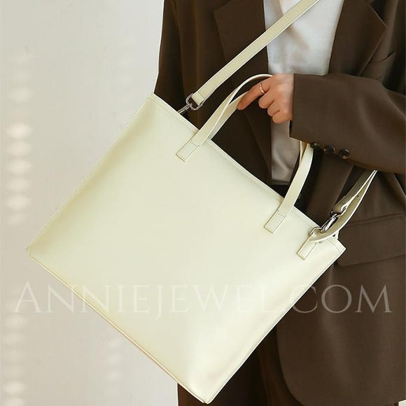 beige Leather Computer Totes Leather Tote Bag With Shoulder Strap Beige Leather Tote Bag Womens 