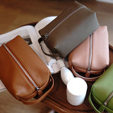 Genuine Leather Makeup Cosmetic&Toilery Bags Purse Pouch