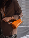 Genuine Leather Baguette Bag Women's Baguette Crossbody Bag 