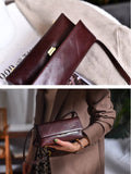 Genuine Leather Baguette Bag Women's Baguette Crossbody Bag 