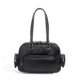 Women's Shoulder Bags Leather Boston Bag Purse Leather Shoulder Bag With Zipper 