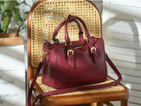 Genuine Leather Satchel Handbags Women's Burgundy Satchel Handbag