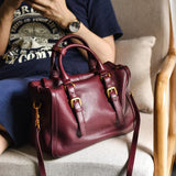 burgundy Leather Boston Bag Leather Bags Boston Womens