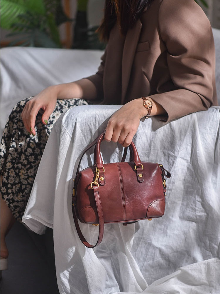 Genuine Leather Boston Bag Leather Bags Boston Womens | Annie Jewel