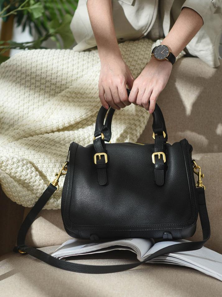 Black Leather Boston Bag Leather Bags Boston Womens | Annie