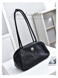 black Leather Boston Bag Small Shoulder black Leather Bowling Bag Womens - Annie Jewel