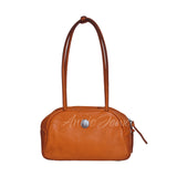 Vintage Brown Leather Boston Bag Small Shoulder Tan Leather Bowling Bag Womens - Annie Jewel