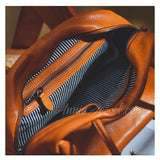 details of Leather Boston Bag Small Shoulder Leather Bowling Bag Womens - Annie Jewel