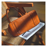 details of Leather Boston Bag Small Shoulder Leather Bowling Bag Womens - Annie Jewel
