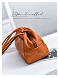 Vintage Brown Leather Boston Bag Small Shoulder Tan Leather Bowling Bag Womens - Annie Jewel