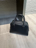 Leather Bowling Bag Leather Black Bowling Bag Handbag Womens 