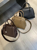 Women's Genuine Leather Bowling Bag Bowler Handbag 