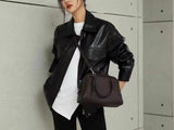 Leather Bowling Bag Leather Black Bowling Bag Handbag Womens 