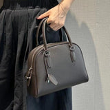 Genuine Leather Bowling Bag Bowler Handbag For Ladies 