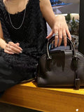 Women's Leather Bowling Bag Leather Black Bowling Bag Handbag 