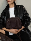 Women's Genuine Leather Bowling Bag Bowler Handbag 