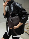 Women's Genuine Leather Bowling Bag Bowler Handbag 