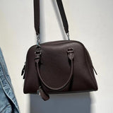 Women's Genuine Leather Bowling Bag Bowler Handbag 