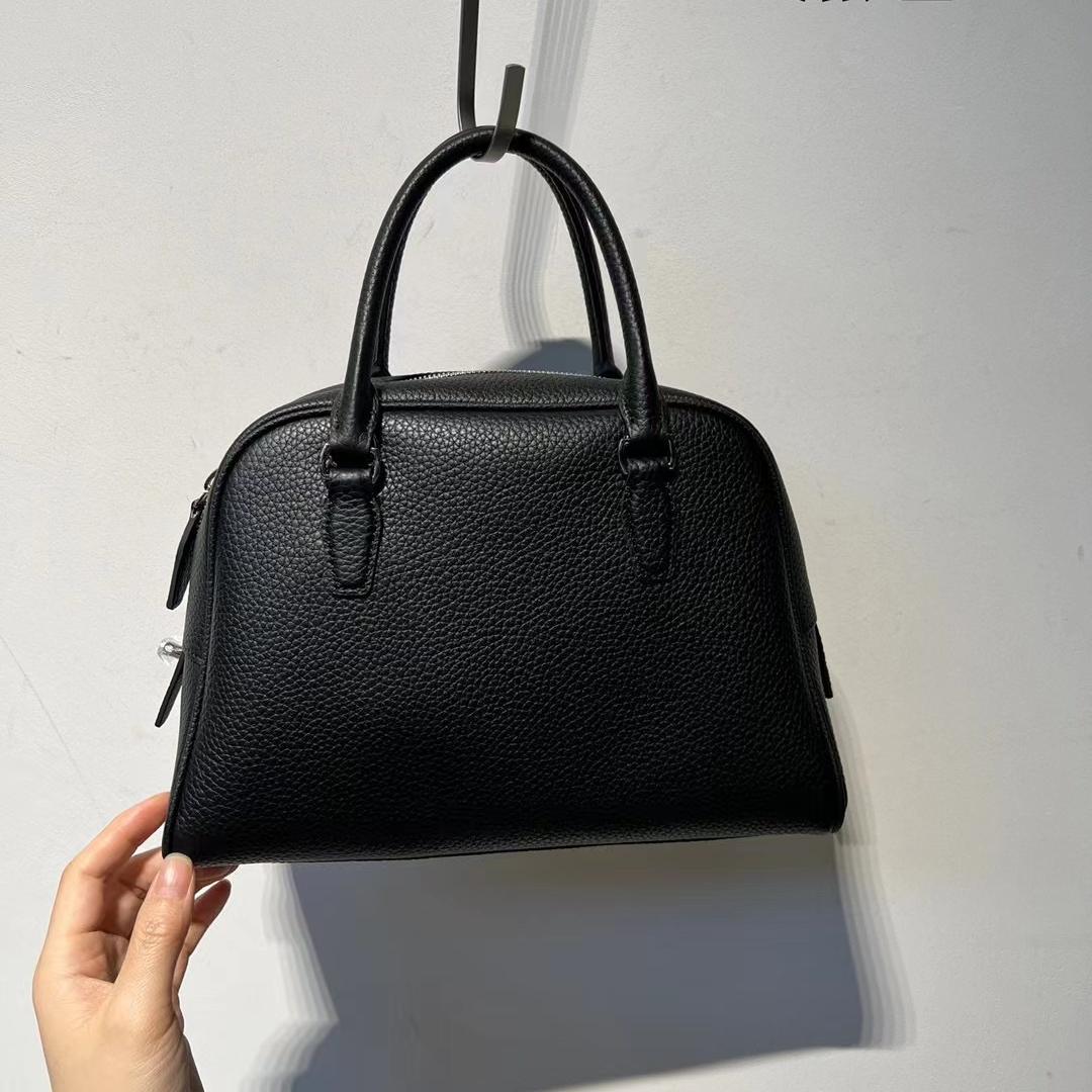 Leather Bowling Bag Leather Black Bowling Bag Handbag Womens