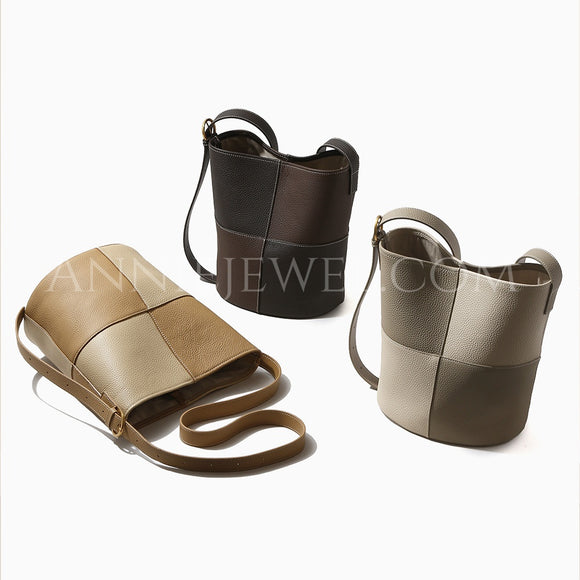 Women's Leather Hobo Bags Leather Bucket Shoulder Bag Leather Bucket Bag 