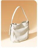 Women's Hobo Bucket Bag white Leather Hobo Shoulder Bag Leather Bucket Shoulder Bag 