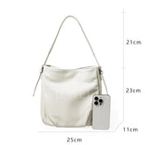 Women's Leather Hobo Shoulder Bag White Leather Hobo Purse Bucket Bag 