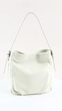 Women's Leather Hobo Shoulder Bag White Leather Hobo Purse Bucket Bag 