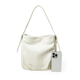 Women's Leather Hobo Shoulder Bag White Leather Hobo Purse Bucket Bag 