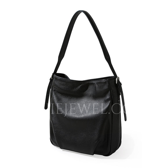 Women's Hobo Bucket Bag Black Leather Hobo Shoulder Bag Leather Bucket Shoulder Bag 
