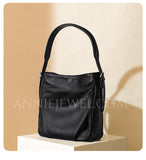 Women's Leather Hobo Shoulder Bag black Leather Hobo Purse Bucket Bag 