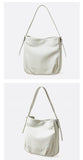 Women's Leather Hobo Shoulder Bag White Leather Hobo Purse Bucket Bag 