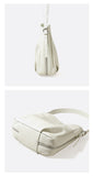 Women's Leather Hobo Shoulder Bag White Leather Hobo Purse Bucket Bag 
