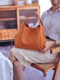 brown leather Tote Genuine Leather Bucket Tote Bag Womens