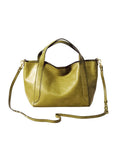 Green leather Tote Genuine Leather Bucket Tote Bag Womens