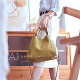 Green leather Tote Genuine Leather Bucket Tote Bag Womens