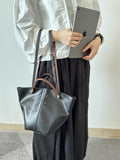black Leather Tote Handbag Cowhide Tote Bag black Leather tote Bag With Shoulder Strap Womens