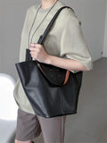 black Leather Tote Handbag Cowhide Tote Bag black Leather tote Bag With Shoulder Strap Womens