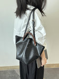 Black Bucket Tote Purse With Shoulder Strap And Handles Leather Bucket Tote Bag 