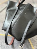 Black Bucket Tote Purse With Shoulder Strap And Handles Leather Bucket Tote Bag 