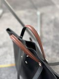 Black Bucket Tote Purse With Shoulder Strap And Handles Leather Bucket Tote Bag 