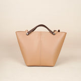 Tan Bucket Tote Purse With Shoulder Strap And Handles Leather Bucket Tote Bag 